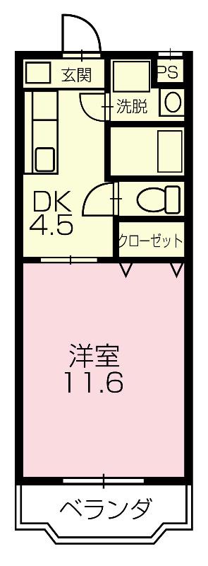 ラルジュヴェール(1DK/2階)の間取り写真
