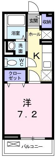 プラシード(1K/2階)の間取り写真