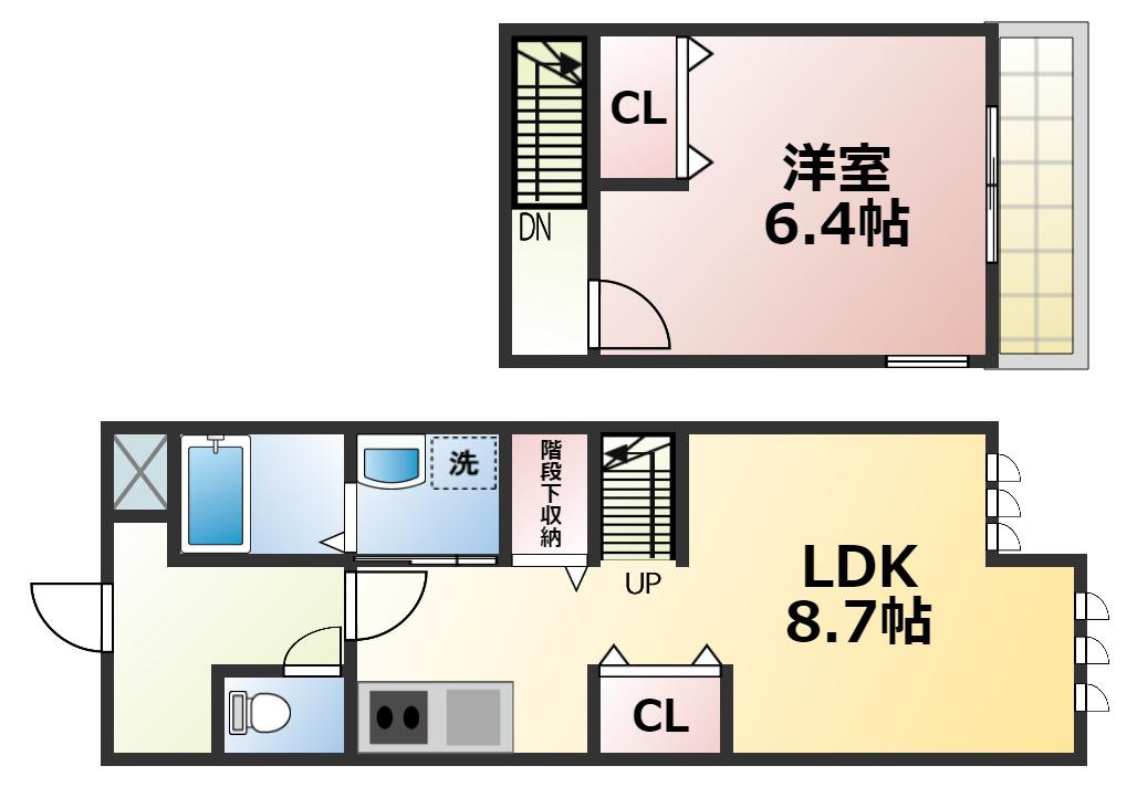 トリアノン東中浜(1LDK/1階)の間取り写真