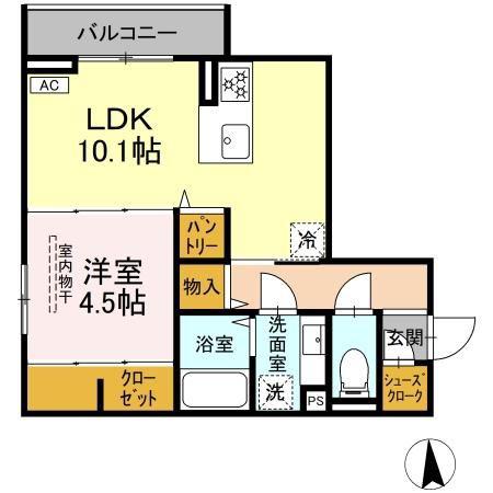 D-ROOM福沢町(1LDK/3階)の間取り写真