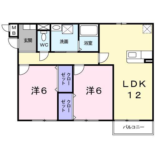 ドミール大浜坂(2LDK/1階)の間取り写真