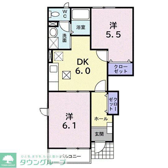 セレッソB(2DK/1階)の間取り写真
