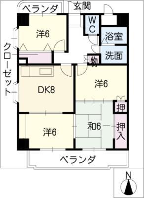 第五栄和マンション(4DK/1階)の間取り写真
