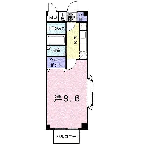 エスポワールD(1K/1階)の間取り写真