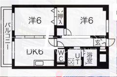 パールハイツ(2DK/1階)の間取り写真