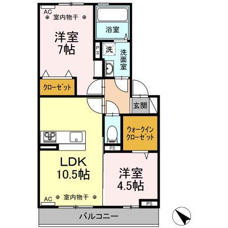 シエスタ・ロッサ(2LDK/3階)の間取り写真