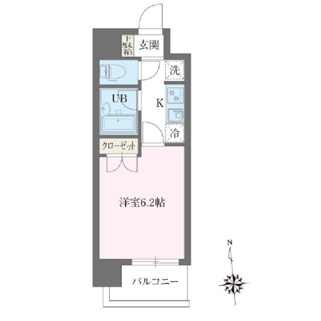 レジデンス門前仲町(1K/9階)の間取り写真