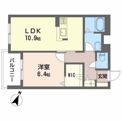 インペリアル(1LDK/1階)の間取り写真