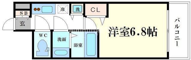 LC難波ミラージュ(1K/3階)の間取り写真