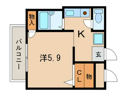 夙川ハイツAIOI(1K/2階)の間取り写真