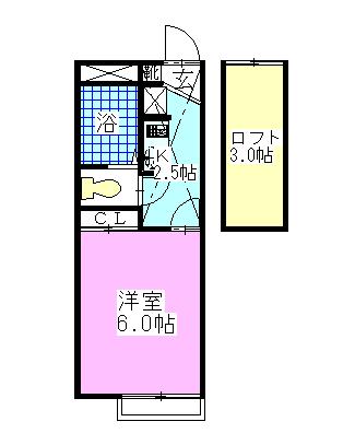 レオパレスアイビー(1K/1階)の間取り写真