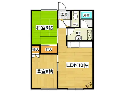 宅建ハイツ仲町(2LDK/1階)の間取り写真