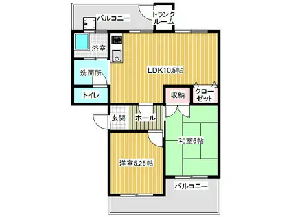 馬場ビル(2LDK/4階)の間取り写真