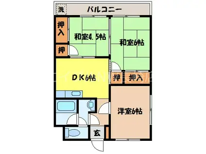 ヒルズ稲佐マンション(3DK/2階)の間取り写真