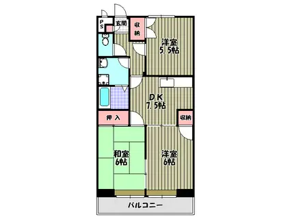 ファミリーハウス須賀(3DK/3階)の間取り写真