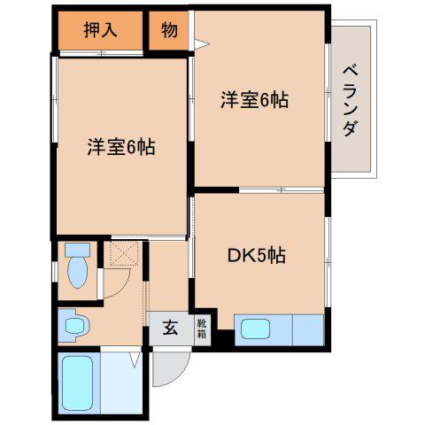 フォレストヒルズ(2DK/2階)の間取り写真