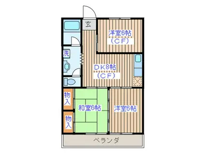 セクターズマンション(3DK/4階)の間取り写真