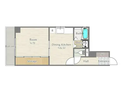 ローザス・フジ(1DK/4階)の間取り写真