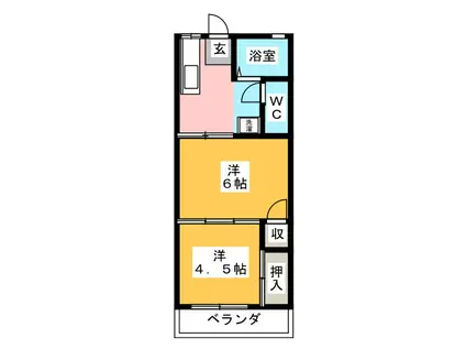 ローズハウス(2K/2階)の間取り写真