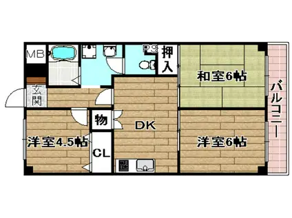 大川マンション(3DK/4階)の間取り写真