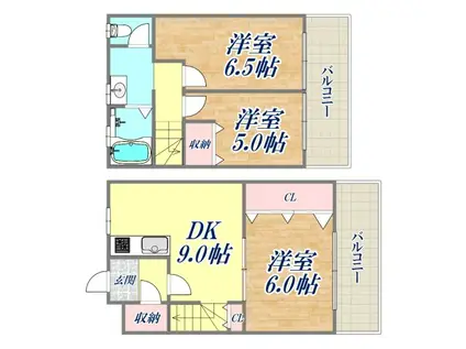 夙川七番街ストークマンション(3DK/6階)の間取り写真