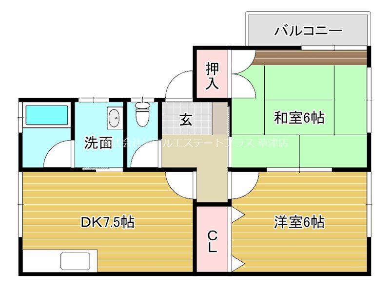 ハイツサントピア(2DK/1階)の間取り写真