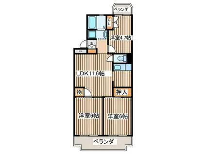 コートビレッジ辻堂(3LDK/2階)の間取り写真