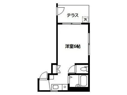 橘弐番館(ワンルーム/1階)の間取り写真