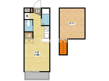 プレイス三原(1K/1階)の間取り写真