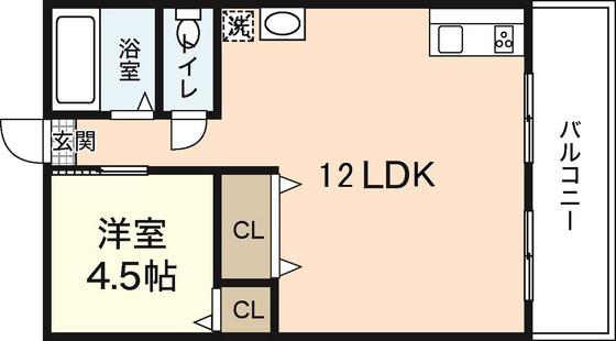 山田ビル(1LDK/3階)の間取り写真