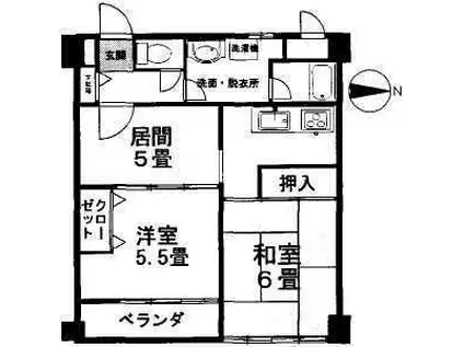 アパートメントTK(2DK/2階)の間取り写真