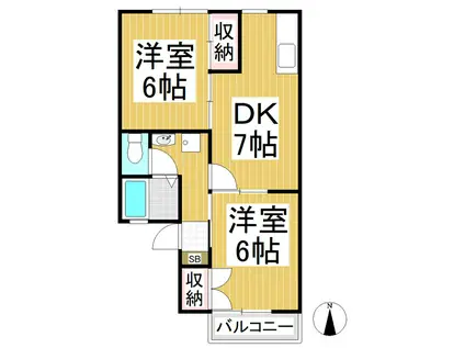アイディル金子B(2DK/1階)の間取り写真