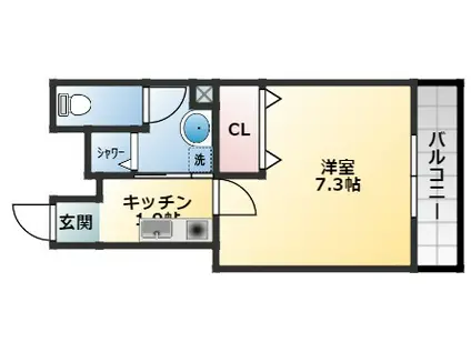 グロースコート恵我ノ荘(1K/2階)の間取り写真