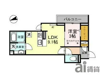 D-RESIDENCE仙波町(1LDK/3階)の間取り写真
