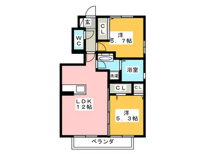 ＪＲ東海道本線 西焼津駅 徒歩8分 2階建 築7年(2LDK/1階)の間取り写真