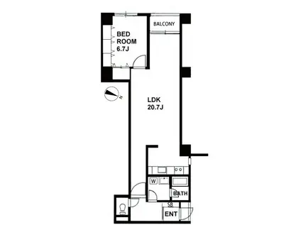 パセオ三光坂(1LDK/2階)の間取り写真