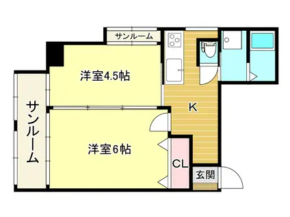 浜島ビル(2DK/3階)の間取り写真