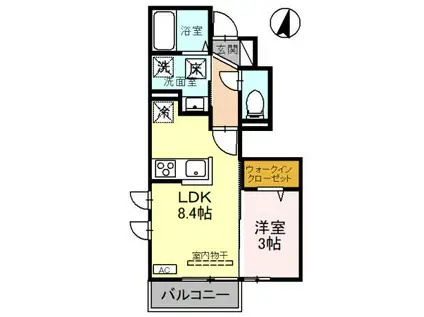 エルミタージュII(1LDK/1階)の間取り写真