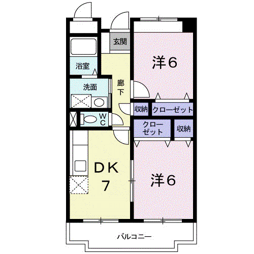 ルイーゼ(2DK/2階)の間取り写真
