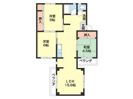 ピュア紀三井寺V(3LDK/2階)の間取り写真