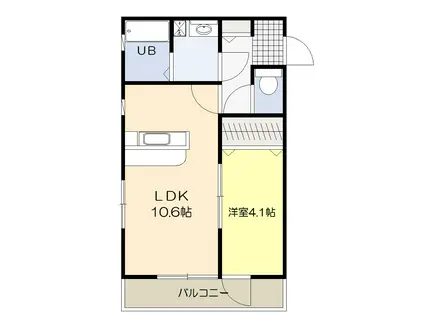 WISTERIA森林公園(1LDK/1階)の間取り写真