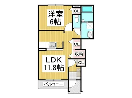 ブライトンコート(1LDK/1階)の間取り写真