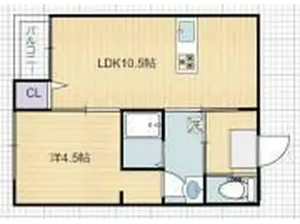 NANA A棟(1LDK/2階)の間取り写真