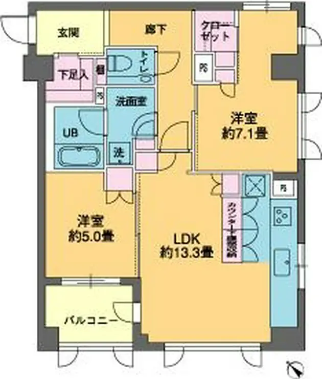 カスタリア若林公園 3階階 間取り