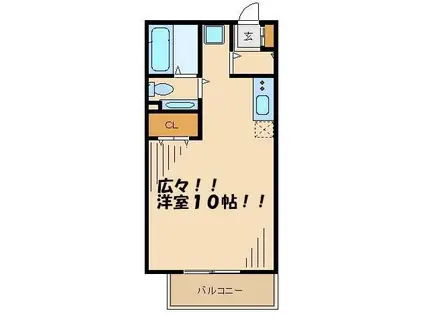 グリーンテラス多摩(ワンルーム/2階)の間取り写真