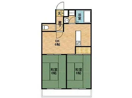 エステート鹿児島(2DK/4階)の間取り写真