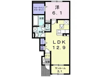 アセンブル I(1LDK/1階)の間取り写真