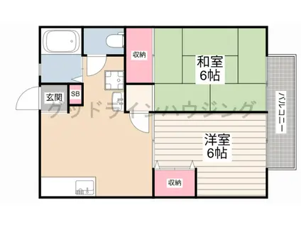 ハイツひろのが丘I(2DK/2階)の間取り写真
