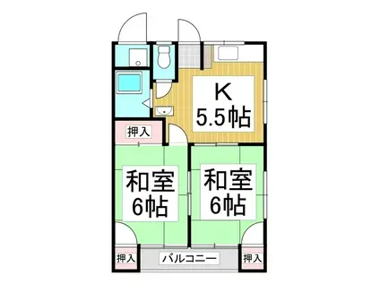 仲コーポ85(2DK/2階)の間取り写真