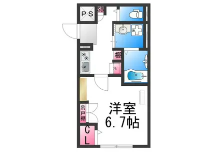 ジーイーヌフ(1K/1階)の間取り写真